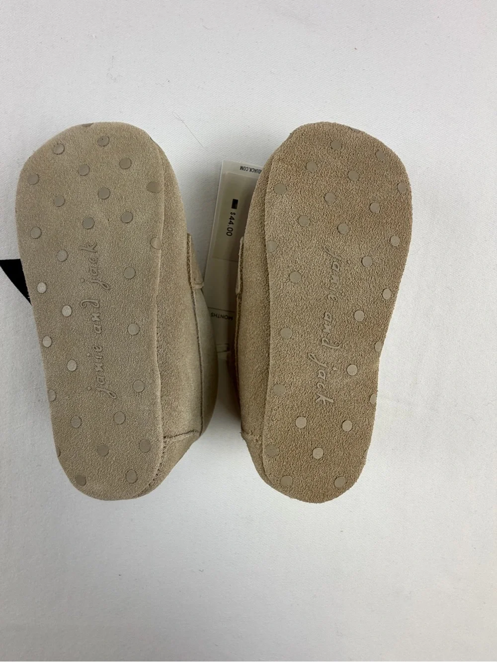 Janie and Jack Light Beige Suede-Look Baby Penny Loafers 12 - 18 months